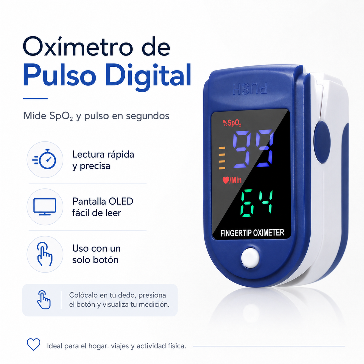Oxímetro de Pulso Digital con Pantalla OLED