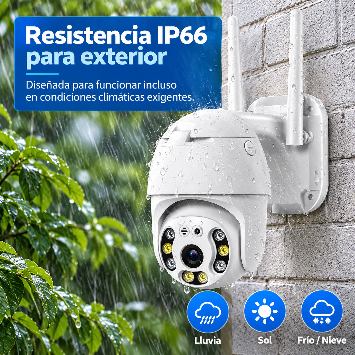 Cámara de Seguridad WiFi Exterior 1080P con Audio y Visión Nocturna
