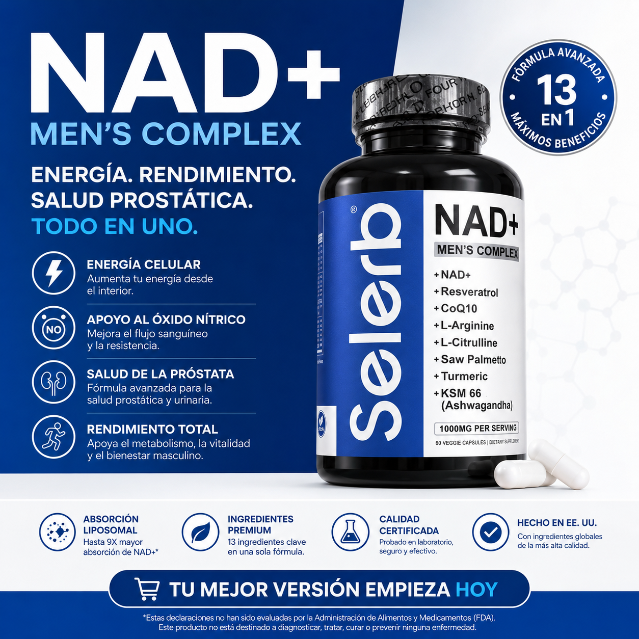 SELERB NAD+ MEN´S COMPLEX 60 CAPS.