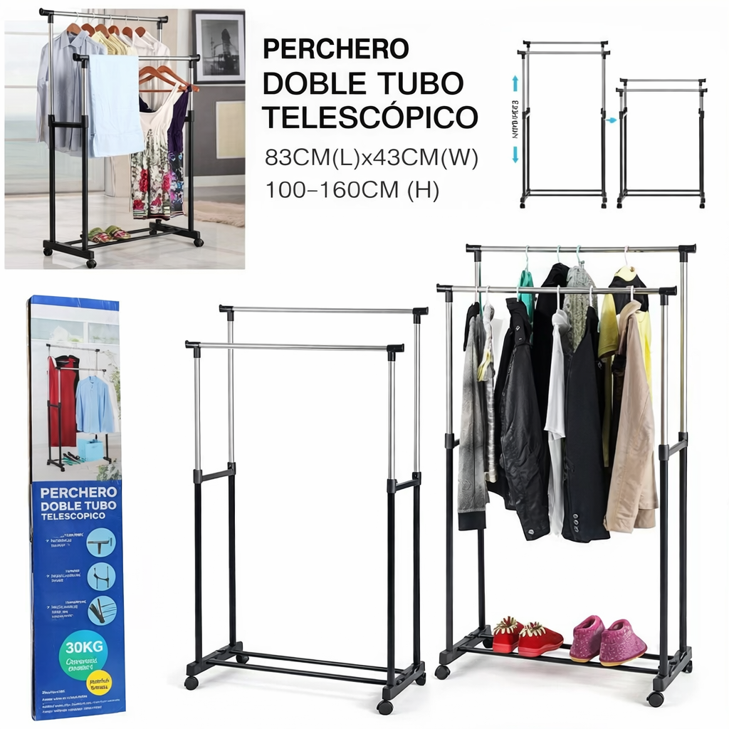 PERCHERO DOBLE ALTURA AJUSTABLE