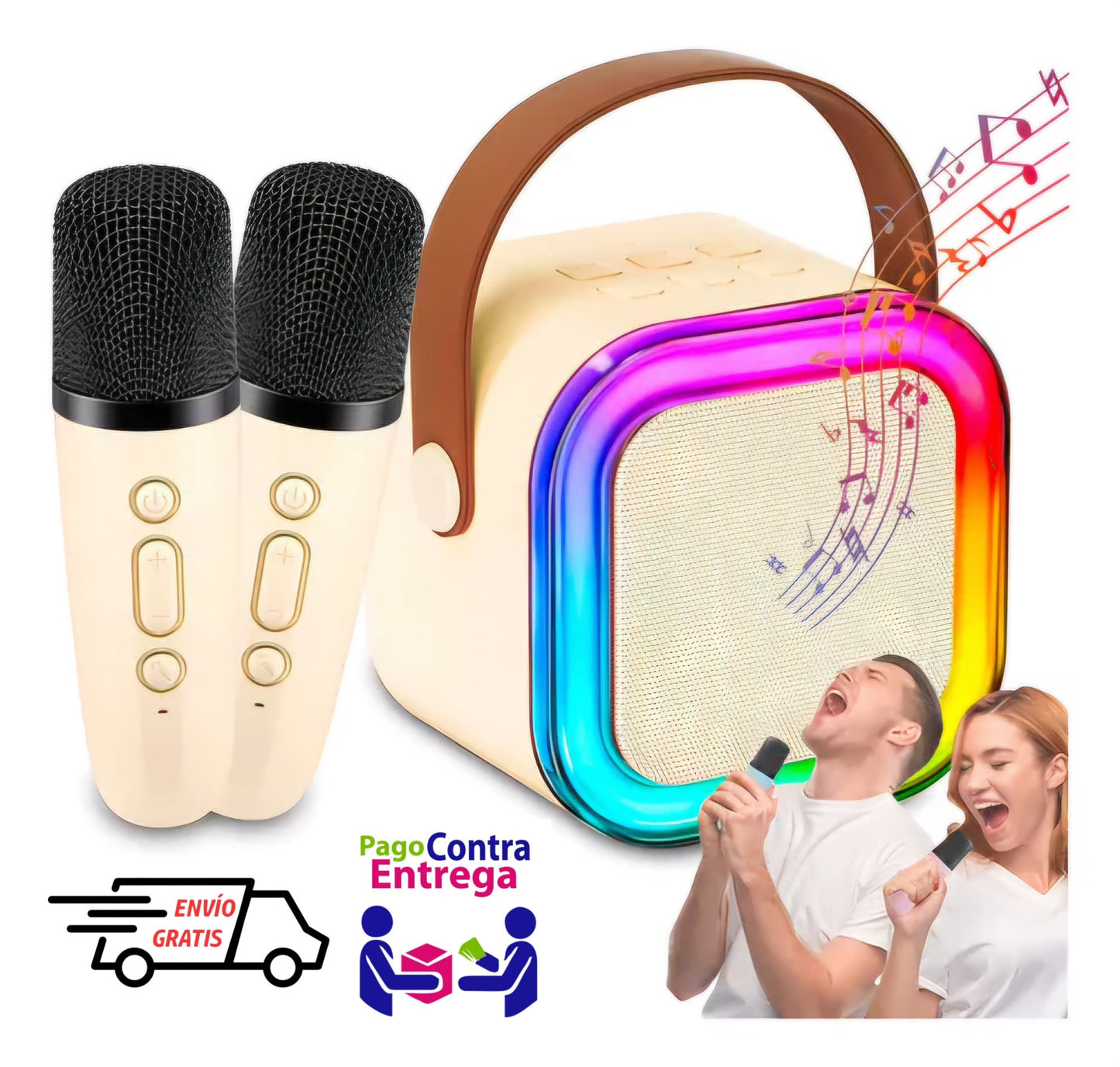 MINI PARLANTE CON MICROFONO USB RGB (1 Micrófono)