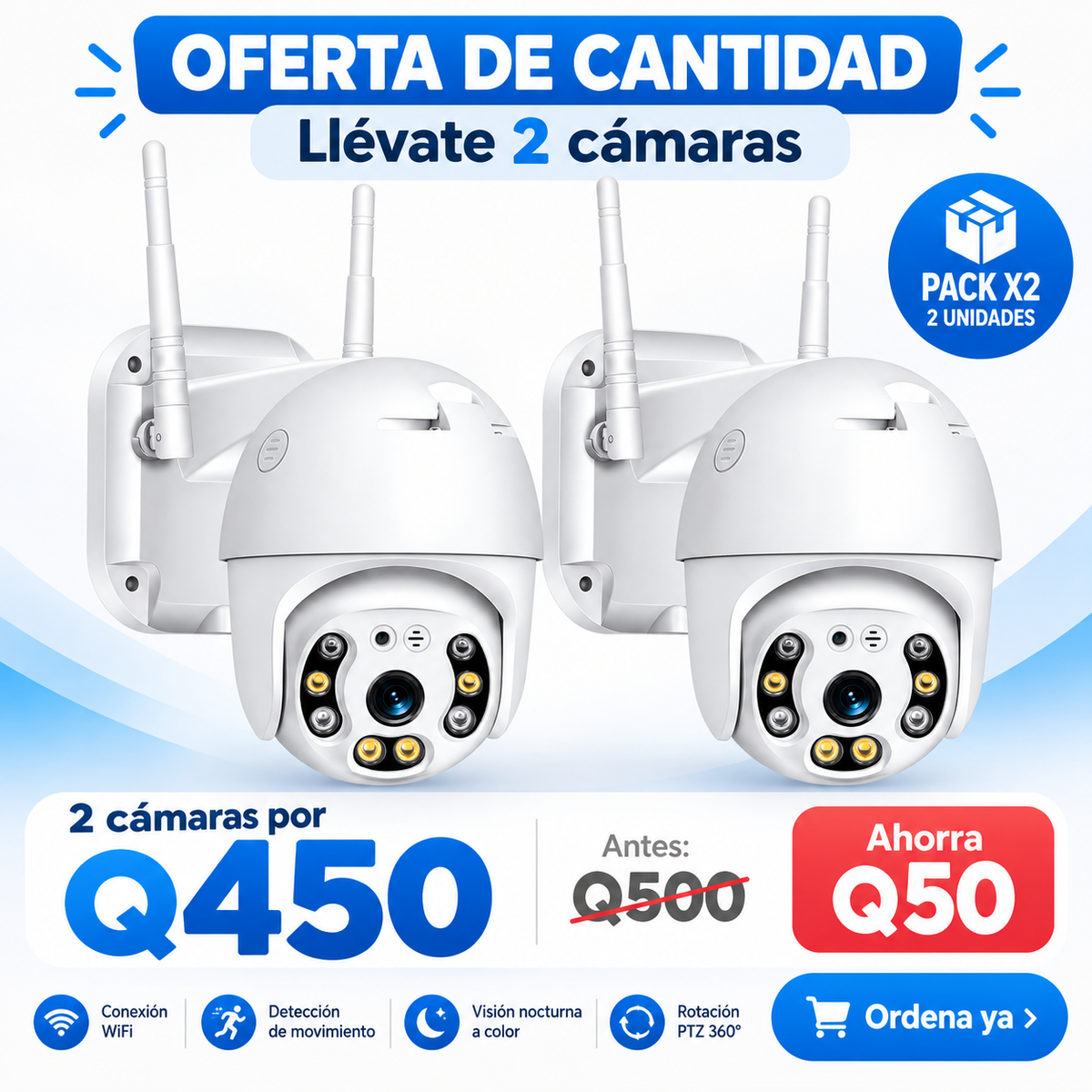 Cámara de Seguridad WiFi Exterior 1080P con Audio y Visión Nocturna